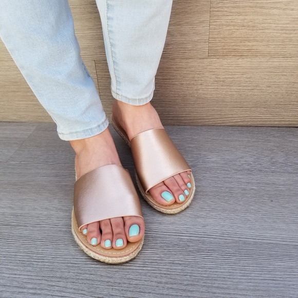 RoseGold Slip on Slider Flat Sandal Espadrille-C - Picture 4 of 8